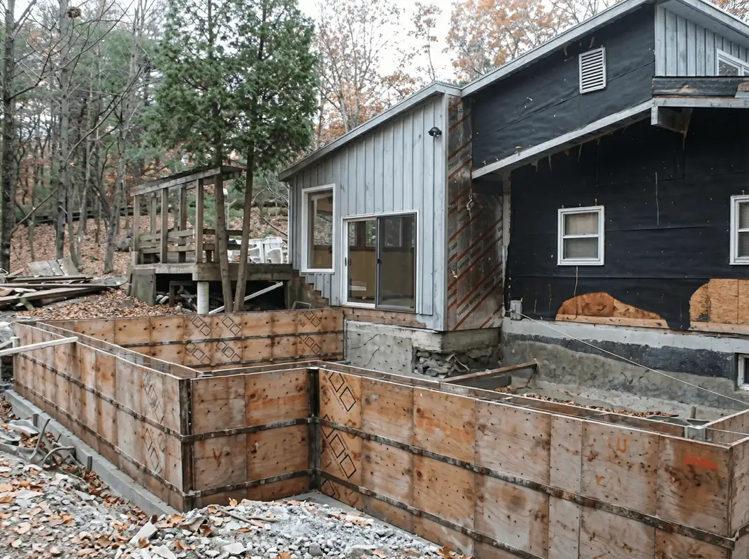 Prepared site with foundation forms for home remodeling and addition project in Chula Vista, CA